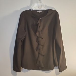 KARL LAGERFELD Black Blouse with Ruffle, Size L
